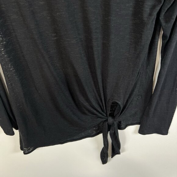 Lululemon Women’s Tie Your Practice Long Sleeve Black Size 6 Small Sheer Yoga - Picture 3 of 7